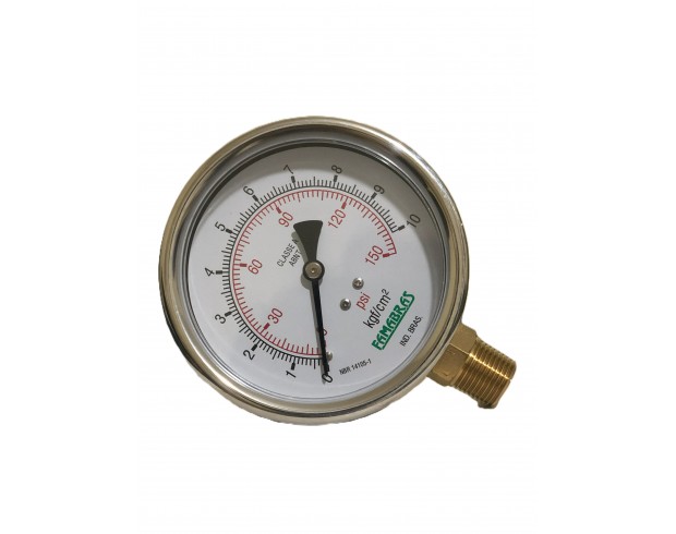 manômetro 100mm, rosca 1/2 NPT