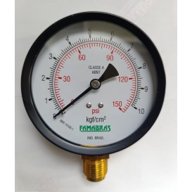 Manômetro 100mm, rosca 1/2 NPT Caixa e capa de ferro
